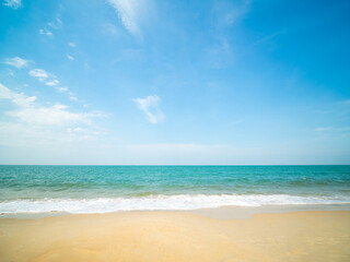 Beautiful  horizon landscape summer season panorama front view point tropical sea beach white sand clean and blue sky background calm nature ocean wave water travel at Sai Kaew Beach thailand holiday