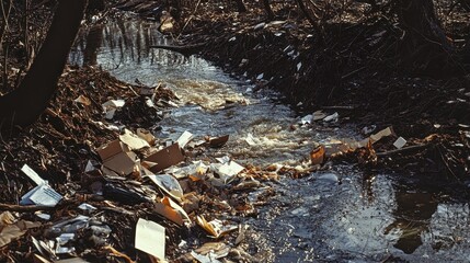 Fototapeta premium Flowing Stream in Forested Ravine