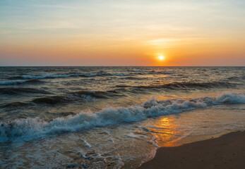 Horizon photography landscape panorama summer shore sea nobody wind wave cool holiday look calm big sunset sky twilight evening on good day time nature tropical coast beautiful ocean water travel