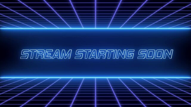 Stream Starting Soon Neon glow with grid seamless loop for live stream overlay