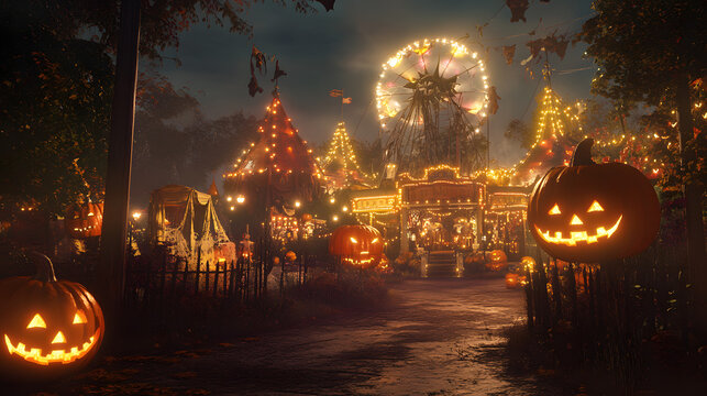 A haunted pumpkin-themed carnival.