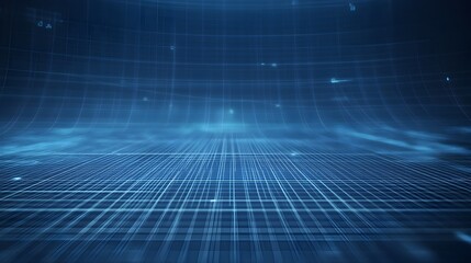 Minimalistic Blue Technological Abstract Grid Background with Copy Space
