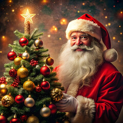 Christmas-theme with Santa and tree