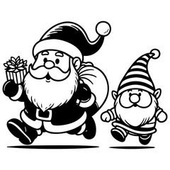 Santa Claus and Gnome Illustration.