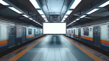 Obraz premium A mockup of an empty billboard in subway station