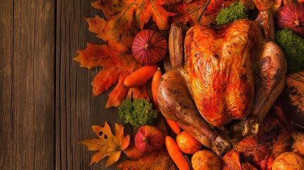 Thanksgiving Dinner with Roast Turkey and Vegetables
