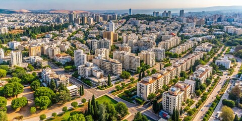 Minimalist Cityscape in Israel: A Serene Urban Plan with Architectural Elegance, Modern Lines, and Natural Elements Showcasing the Harmony of Nature and City Life