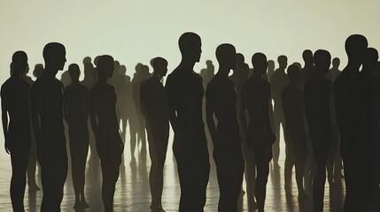 Diverse Silhouetted Figures in Abstract Gradient Background