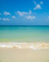 Horizon beautiful photography landscape summer season vertical view tropical sea beach white sand clean blue sky background calm nature ocean wave water travel holiday at samae san island sun day time