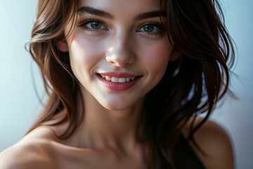 Featuring Nice woman portrait, pleasant and amiable