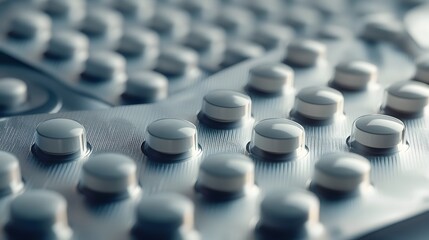 Blister Packs with Pharmaceutical Pills in Close-up Detail
