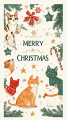 Fototapeta premium Merry Christmas - xmas banner with text - vertical frame for instagram story, reel or tiktok