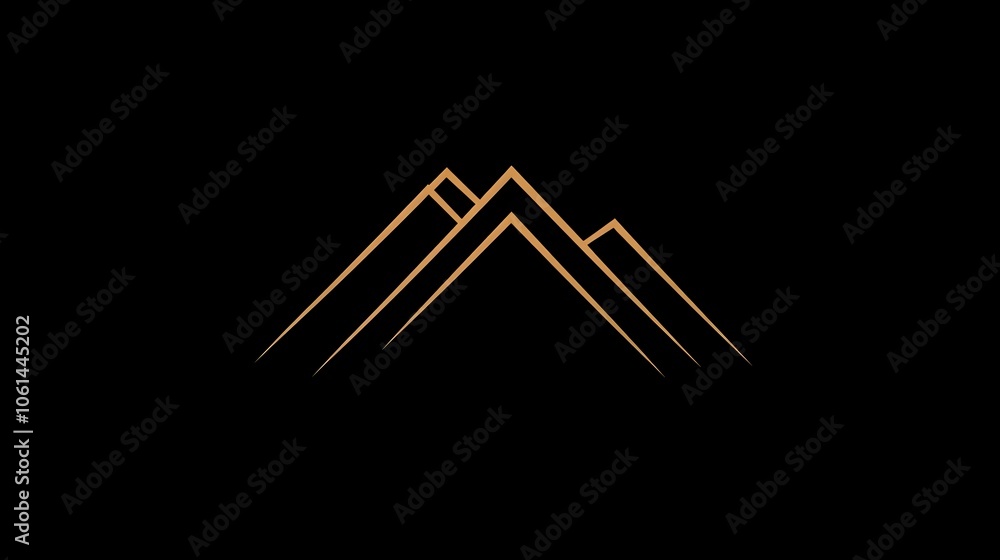 Poster minimalist mountain icon with bold line in monochrome color scheme