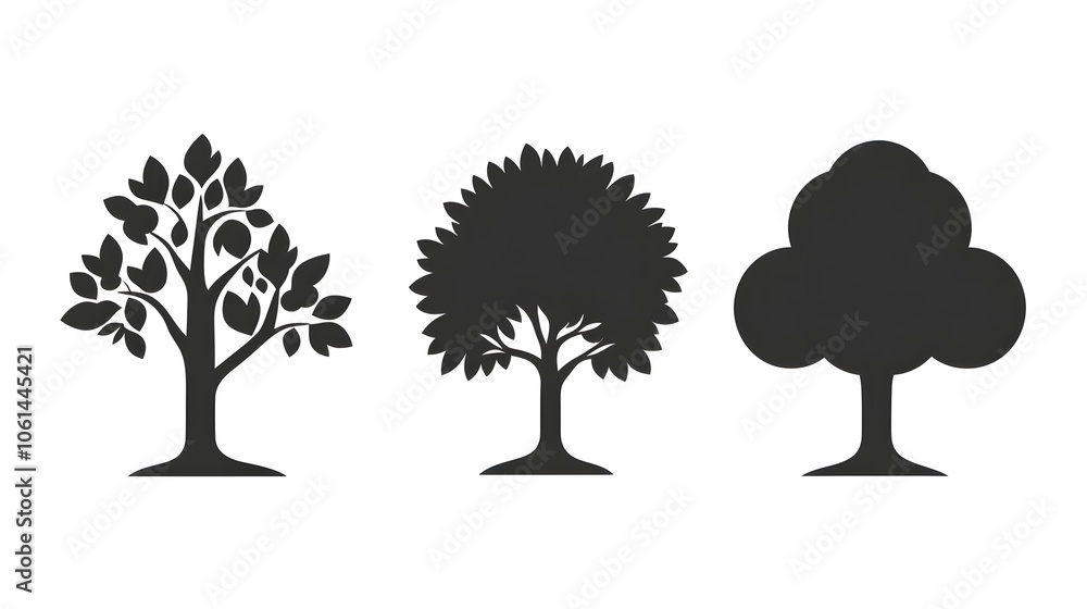 Poster simple tree icon with minimalist monochrome design