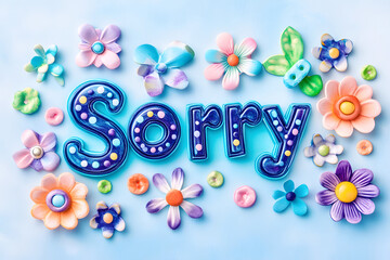 Playful Sorry Message with Colorful Flowers