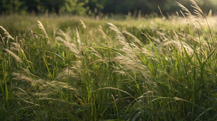 Blowing grass in meadow