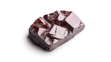 Raw garnet crystal on white background: natural mineral gemstone