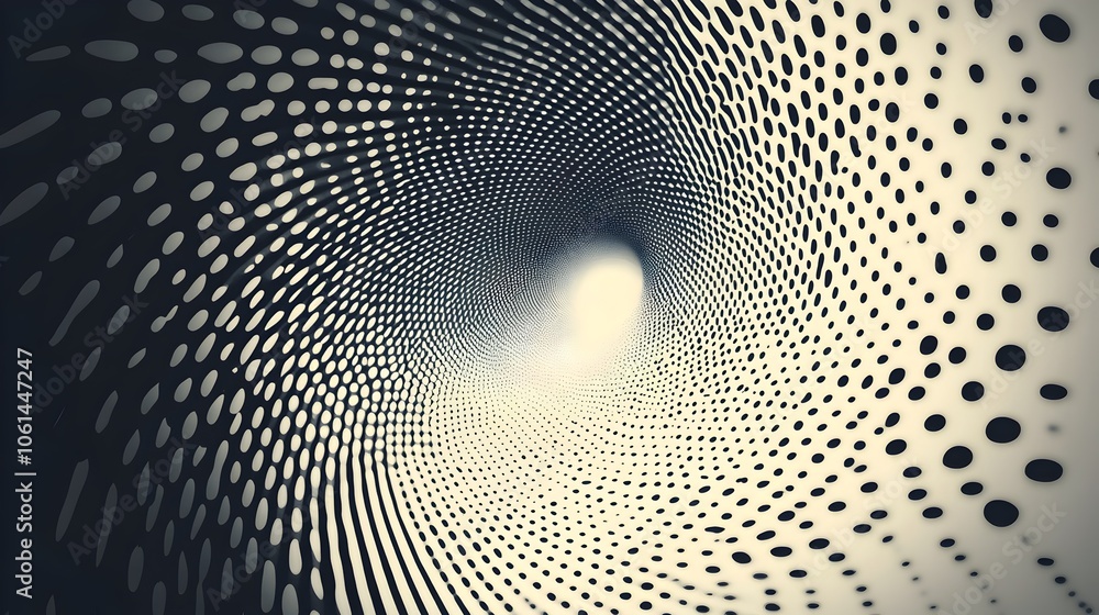 Poster mesmerizing monochrome halftone spiral with subtle gradient effect