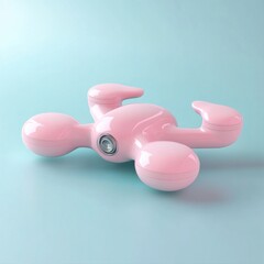 Whimsical Pink Octopus Toy on Pastel Aqua Background