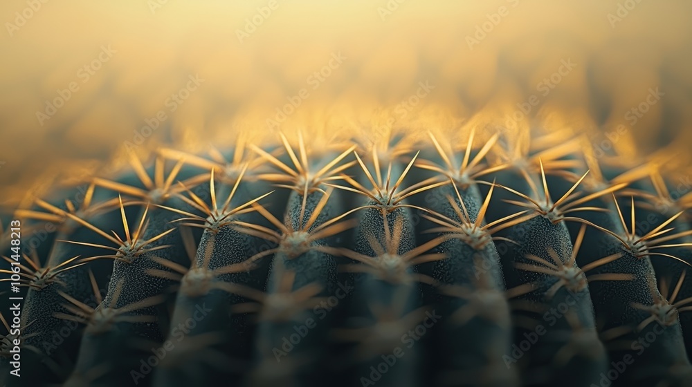 Poster intricate cactus spines in soft light patterns