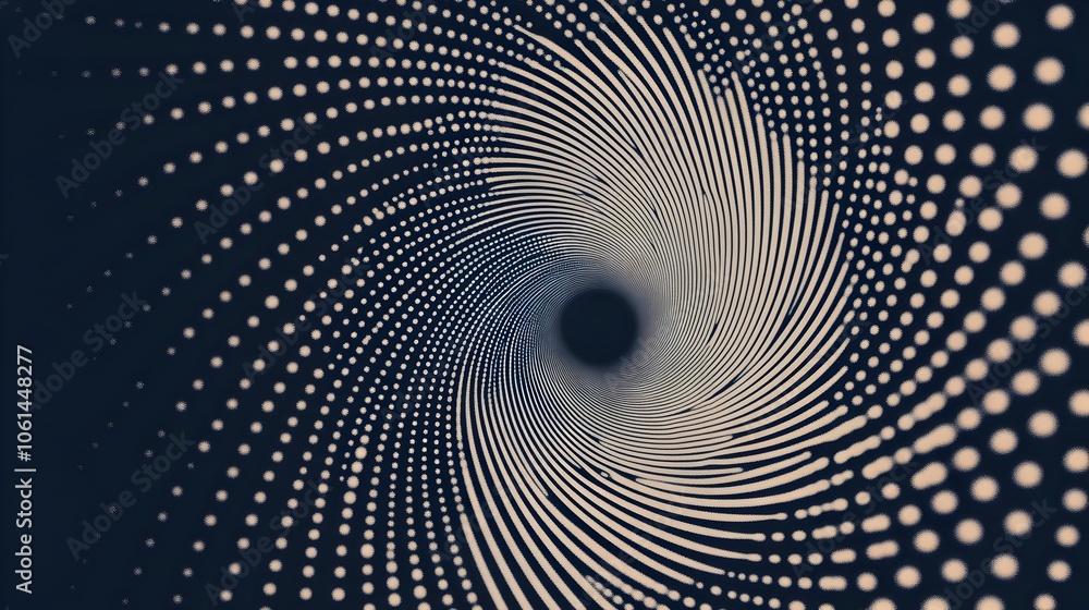 Poster mesmerizing halftone swirl in gradient blue tones - dynamic digital artwork