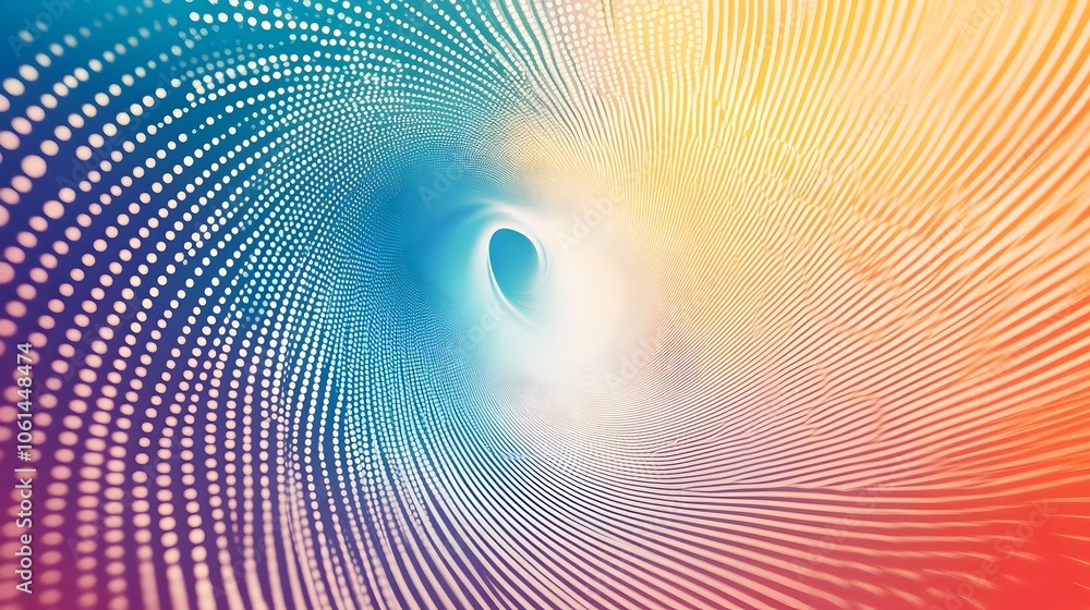 Poster mesmerizing radial swirl with vibrant halftone gradient background