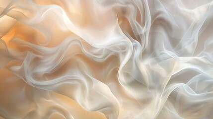 A white smooth silk fabric with a pattern of swirls and lines