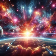 Fototapeta premium Cosmic Ray Burst Intense bursts of cosmic radiation affecting th