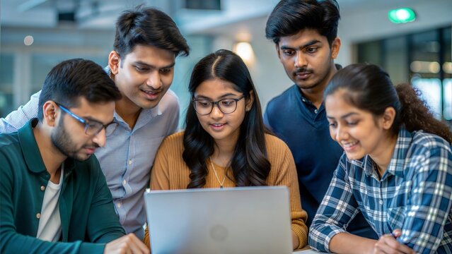 Interactive Student Workshop – Group of Indian students collaborating in a workshop.
