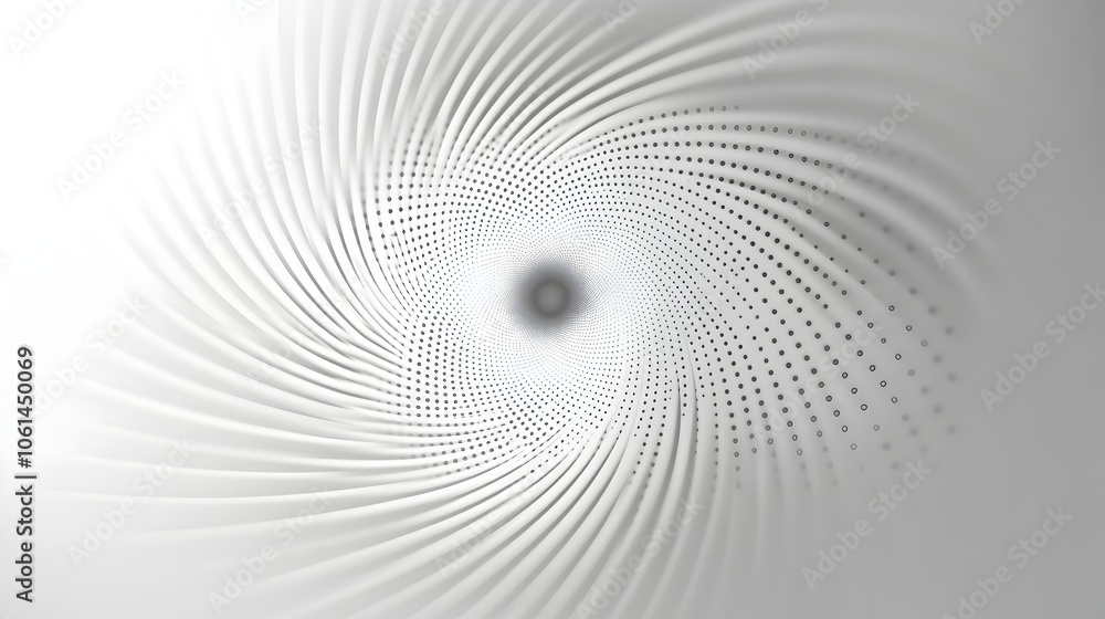 Poster minimalist grayscale swirl halftone pattern with fading dots