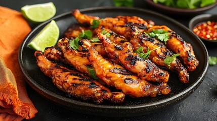 Fototapeta premium Chean Chn Moan (Cambodian Grilled Chicken Drumsticks with Lime) (Cambodian Cuisine)