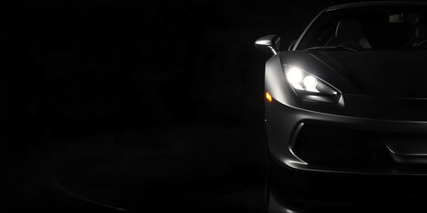 Front view of a generic, unbranded modern car, black background.