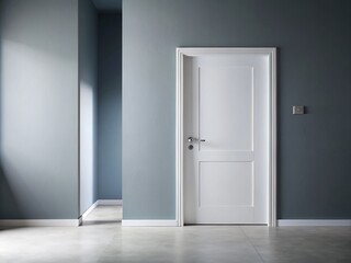 Modern White Door Against Grey Wall in Minimalist Bright Interior Design – Perfect for Home Decor, Interior Inspiration, and Contemporary Architecture