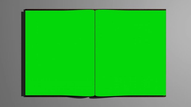 Animated turning pages of an old book with Green Screen growing- 3d animation 4K
