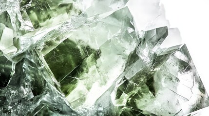 Obraz premium Close-up of raw green fluorite crystals with sharp geometric edges