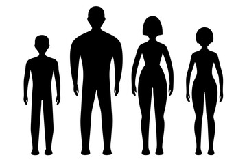 Thin people silhouette vector illustration.