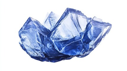 Obraz premium Close-up of blue crystals on white background: natural beauty in geometric form