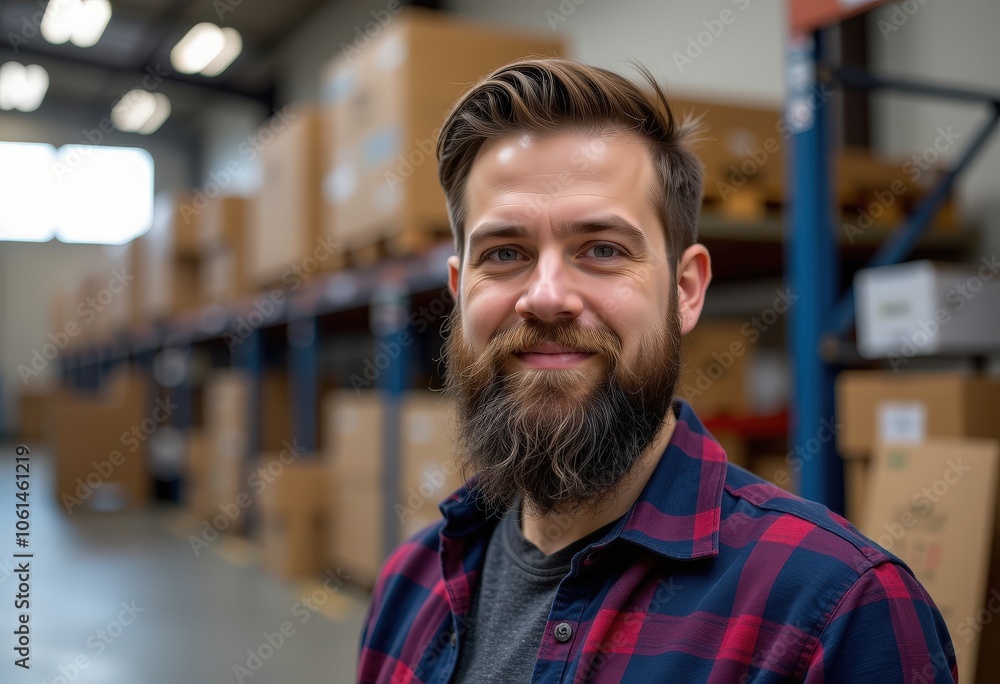 Poster portrait of a man in a factory