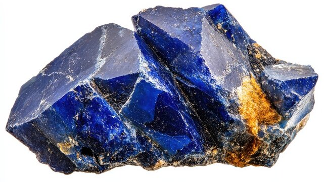 Rough blue lapis lazuli gemstone with natural crystal structure