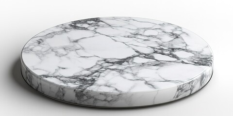 Round marble slab with realistic texture on white.