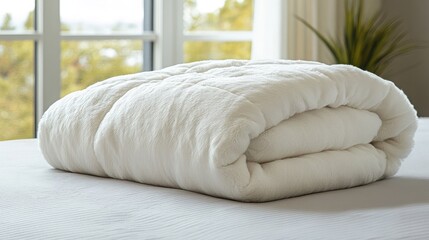 Soft White Blanket on Bed with Natural Light