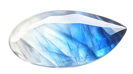 Fototapeta premium Close-up of shimmering blue moonstone gem with faceted surface
