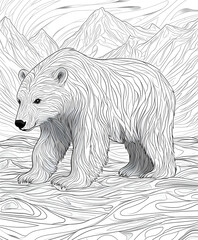 Fototapeta premium Polar Bear coloring book for kid, with thick lines, black and white 