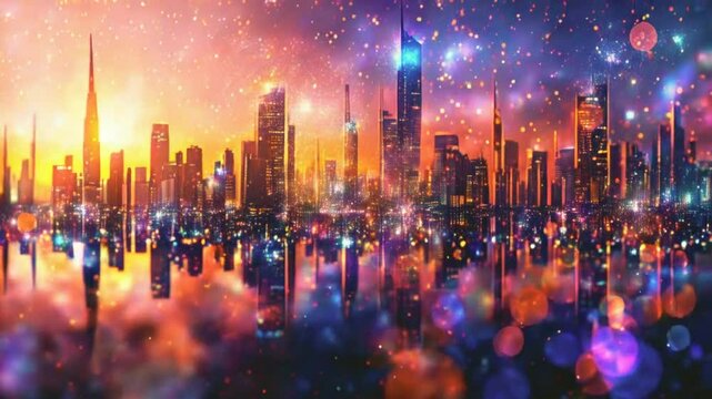 During the blue hour, the KAFD buildings in Riyadh, Saudi Arabia, stand out