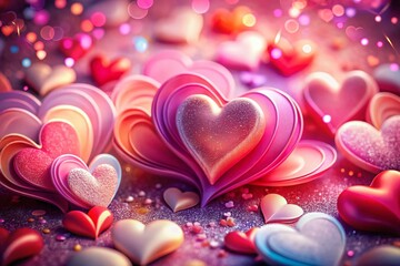 Fototapeta premium Playful Pastel Hearts and Curves Abstract Background for Valentine's Day and Wedding Invitations