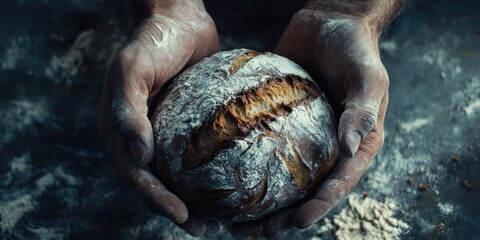 Obraz premium Person holding loaf of bread