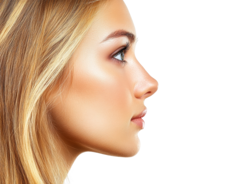 Beautiful Blonde Woman - Side View isolated PNG - Powered by Adobe