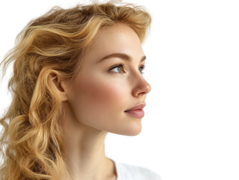 Beautiful Blonde Woman - Side View isolated PNG - Powered by Adobe