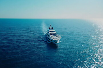 Luxury yacht on the open sea high speed boat, Generative AI