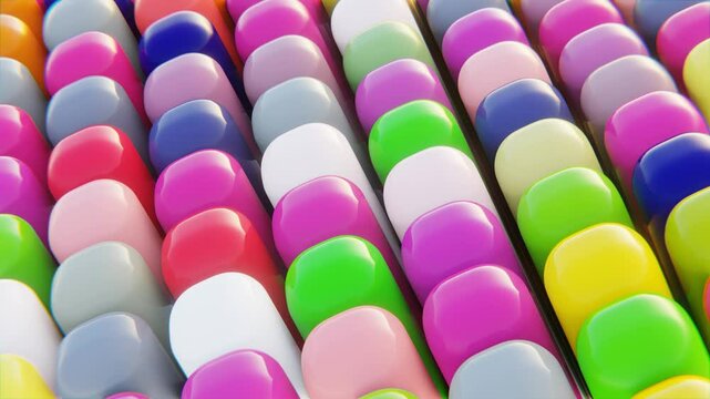 colorful cilinder waving looping animation, abstract motion graphics background